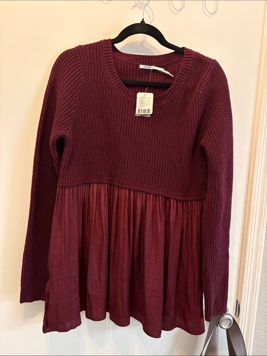 Kimchi Blue Tops - Kimchi Blue Urban Outfitters Babydoll Knit Sweater Top SZ L Wine Boho Chic